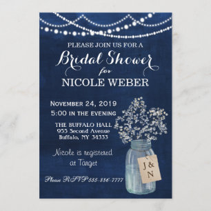 Rustikales Land-Maurer-Glas-Scheunen-Brautparty Einladung