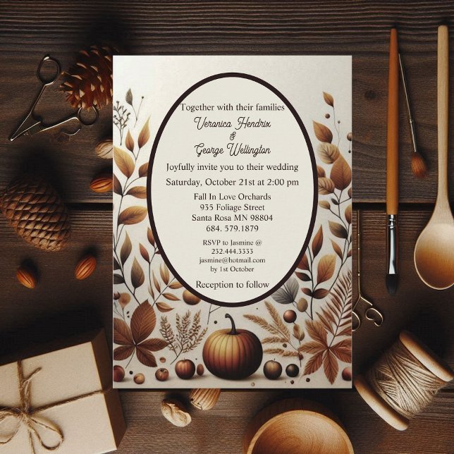 Rustikales Land Minimalistischer Fall Pumpkins Hoc Einladung (Rustic Country Minimalistic Fall Pumpkins Wedding Invitation)