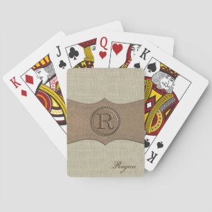 Rustikales Land Monogramm Buchstabe R Spielkarten