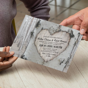 Rustikales Land Silver Birch Tree Hochzeit Einladung