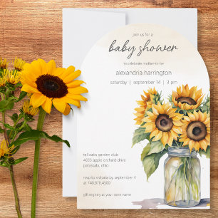 Rustikales Land Sonnenblumen Babydusche Einladung