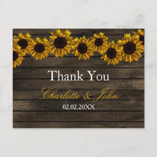 Rustikales Land Sonnenblumen Barn Wood Vielen Dank Postkarte