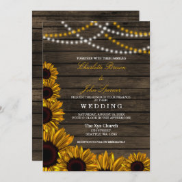 Rustikales Land Sonnenblumen Barnholz Hochzeit Einladung