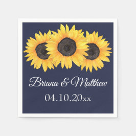 Rustikales Land Sonnenblumen Blauer Cocktail Napki Serviette