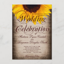 Rustikales Land Sonnenblumen Einladungen für Hochz