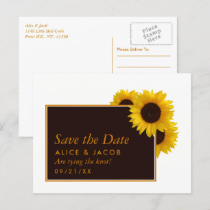 Rustikales Land Sonnenblumen - Hochzeit retten das Postkarte