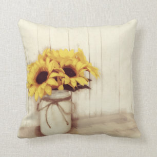 Rustikales Land Sonnenblumen Mason Jar Throw Kisse Kissen
