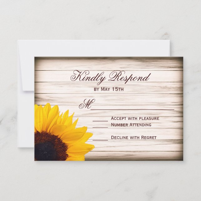 Rustikales Land Sonnenblumenwald Hochzeitskarten R RSVP Karte (Vorderseite)