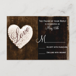 Rustikales Land Stallholz Liebe Herz Hochzeit RSVP Karte