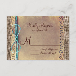 Rustikales Land Vintag Burlap Wedding RSVP Cards Karte