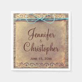 Rustikales Land Vintag Burlap Wedkin Napkin Serviette