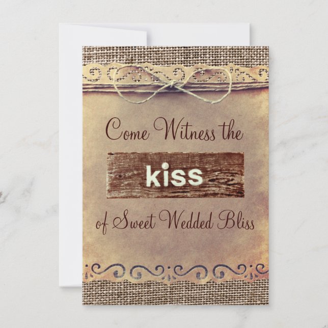 Rustikales Land-Vintage Einladung (Vorderseite)