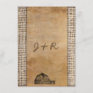 Rustikales Land-Vintage Scheunen-Leinwand Einladung