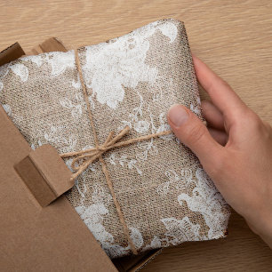 Rustikales Land Vintager Beige-Einbruch und weiße Seidenpapier