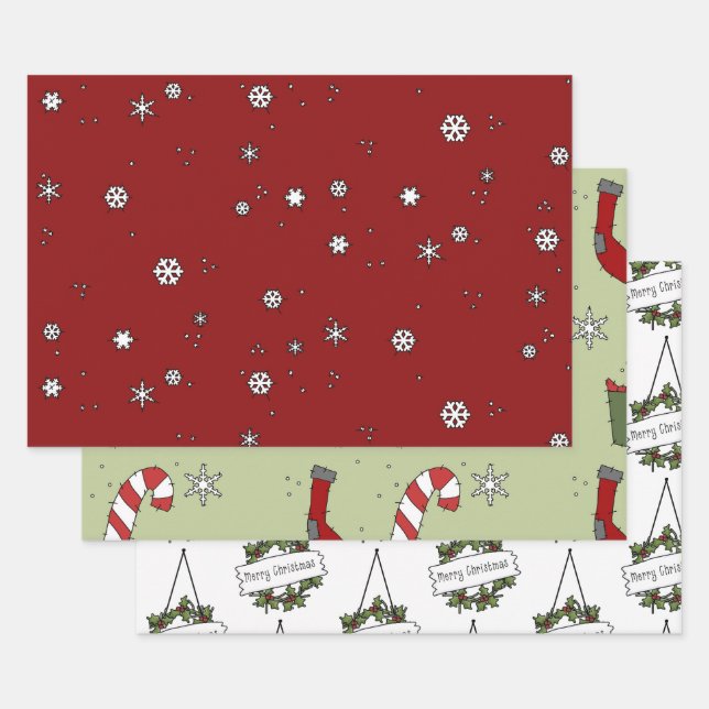 Rustikales Land Weihnachten Schneeflocken Geschenk Geschenkpapier Set (Set)
