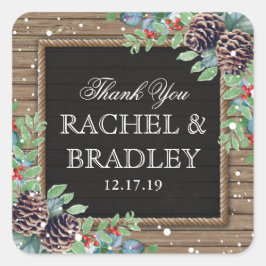 Rustikales Land Weihnachten Winter Hochzeit Gefall Quadratischer Aufkleber