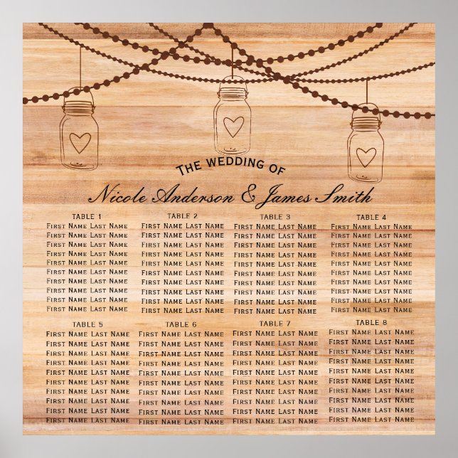 Rustikales Land Wood & Mason Jars Hochzeit Poster (Vorne)
