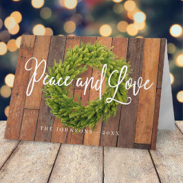 Rustikales Land Woodsy Botanischer Kranz Weihnacht Feiertagskarte