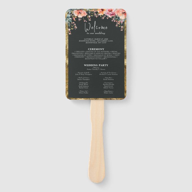 Rustikales Landblumensaal Grüne Hochzeit Programm Fächer (Vorderseite)