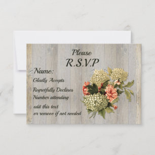 Rustikales Landchic, Altes Holz und Blume UAWG RSVP Karte
