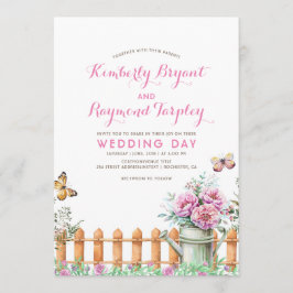 Rustikales Landhaus Blumengarten Hochzeit Einladung
