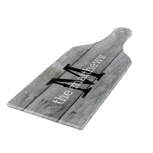 Rustikales Landhaus Grauer Mit Monogramm Name Schneidebrett