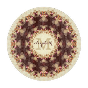 Rustikales Landhaus Mandala Individuelle Name Rund Schneidebrett
