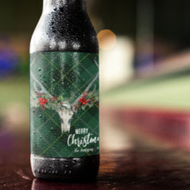 Rustikales Landhaus Rentier Skull & Garland Weihna Weinetikett