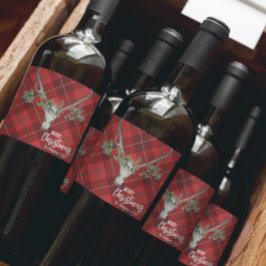 Rustikales Landhaus Rentier Skull & Garland Weihna Weinetikett