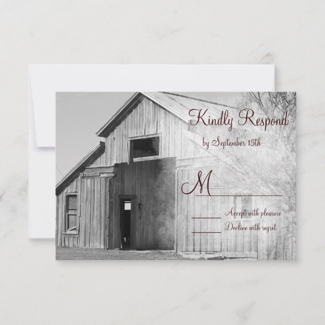 Rustikales Landhaus RSVP Cards (Vorderseite)