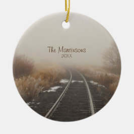 Rustikales ländliches Eisenbahngleis Personalisier Ornament Aus Glas