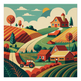 Rustikales Landschaftspanorama Poster