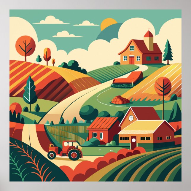 Rustikales Landschaftspanorama Poster (Vorne)