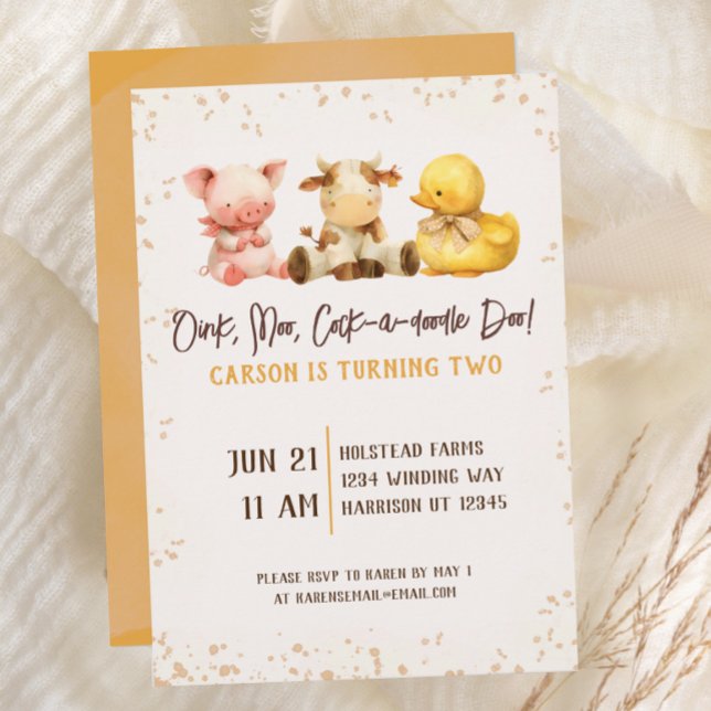 Rustikales Landtier zum zweiten Geburtstag Einladung (Von Creator hochgeladen)