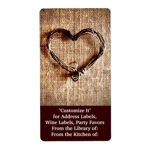 Rustikales Landweinherz auf Burlap Print (Vorne)