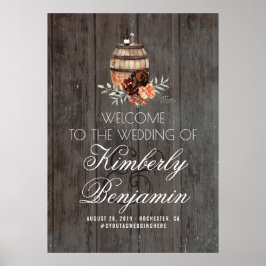 Rustikales Landweinkarree Begrüßung Begrüßungszeic Poster