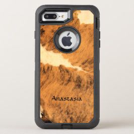 Rustikales länghorisches Cowhide-Muster OtterBox Defender iPhone 8 Plus/7 Plus Hülle