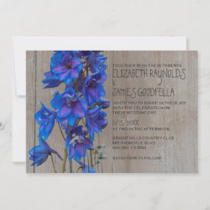 Rustikales Larkspur Hochzeitsempfang Einladung