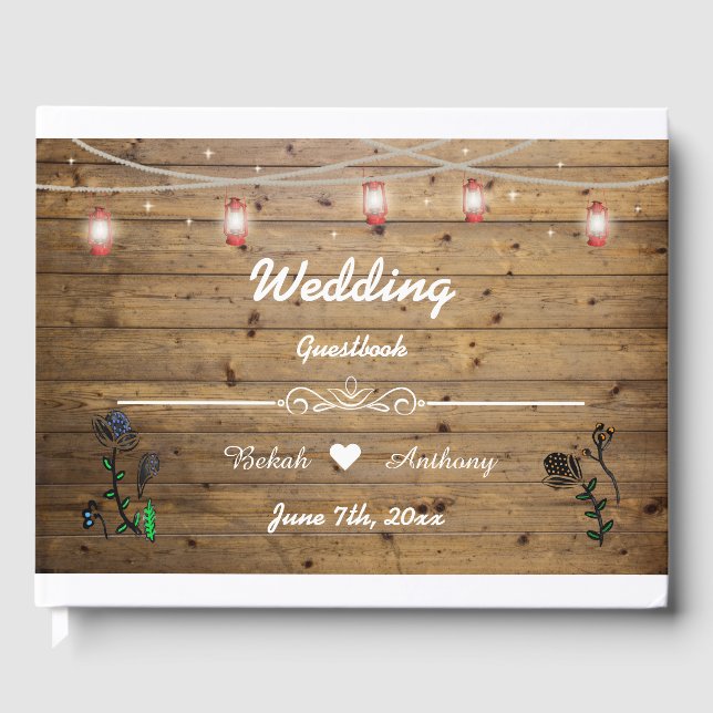 Rustikales Laternenbeleuchtung Gästebuch (Vorderseite)