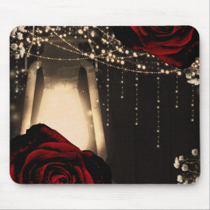 Rustikales Laternenlicht und dunkle Rote Rosen Blu Mousepad