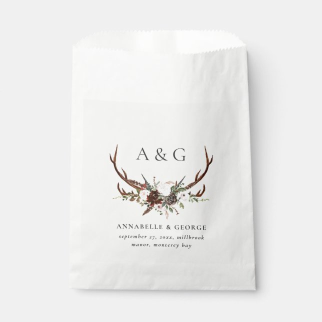 Rustikales Laubblumen und Junggesellenabend bevorz Geschenktütchen (Vorderseite)