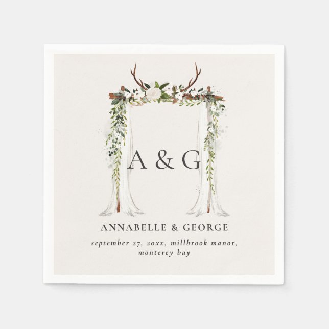 Rustikales Laubwald, Blumenstrauß Serviette (Vorderseite)