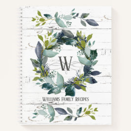 Rustikales Laurel Wreath Monogram Rezept Notizbuch