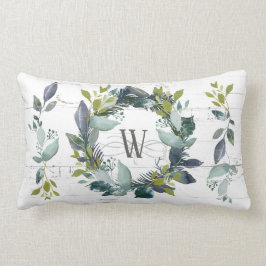 Rustikales Laurel Wreath Monogramm Lendenkissen
