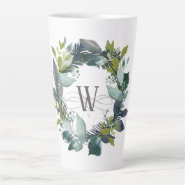 Rustikales Laurel Wreath Monogramm Milchtasse
