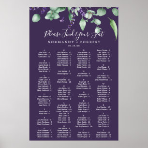 Rustikales Lavendel-Lila Alphabetisierungsdiagramm Poster