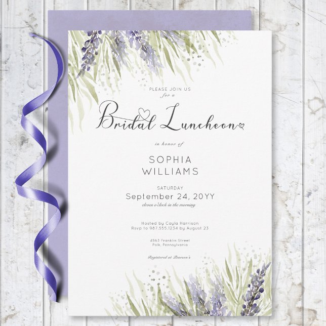 Rustikales Lavendel & Sage Bridal Luncheon Einladung (Rustic Lavender & Sage Bridal Luncheon Invitation)
