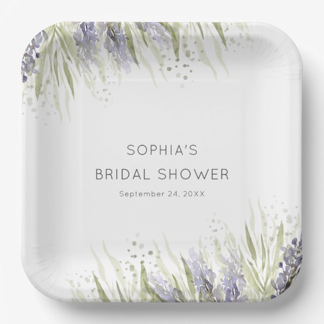 Rustikales Lavendel- und Sage-Brautparty Pappteller (Vorderseite)