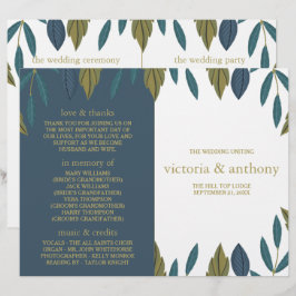 Rustikales Leaf Floral Wedding Bi-Fold Programm