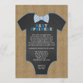 Rustikales Leinwand-Bogen-Krawatten-Shirtjunge Einladung